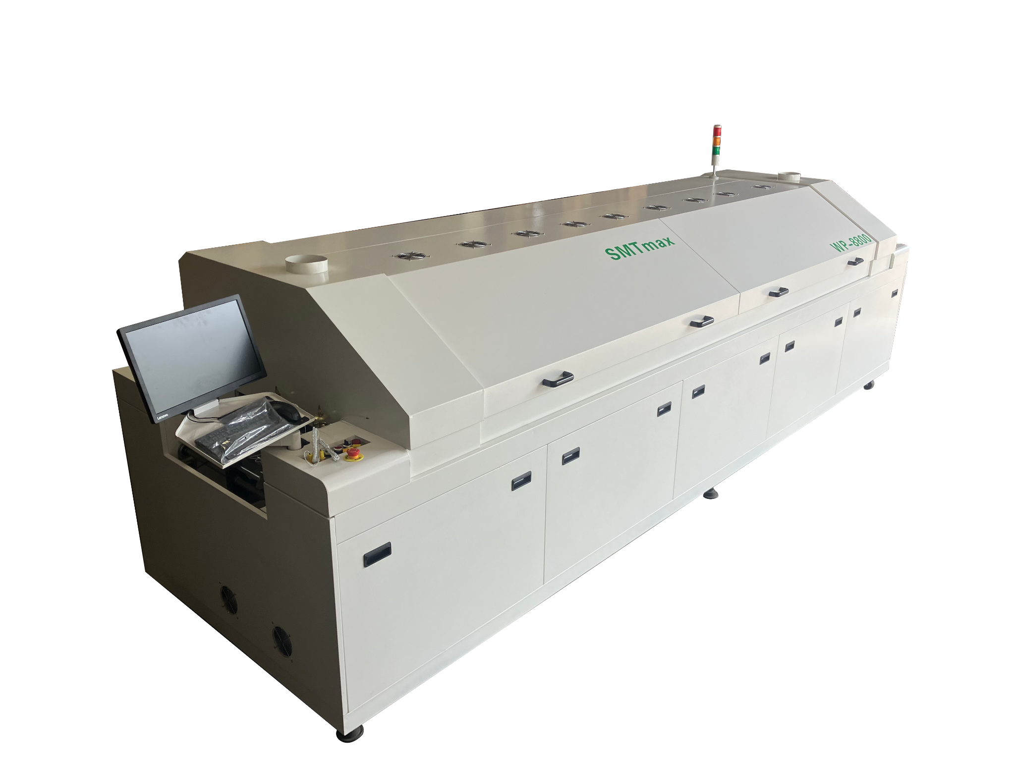 WP-8800 inline reflow oven front angled view